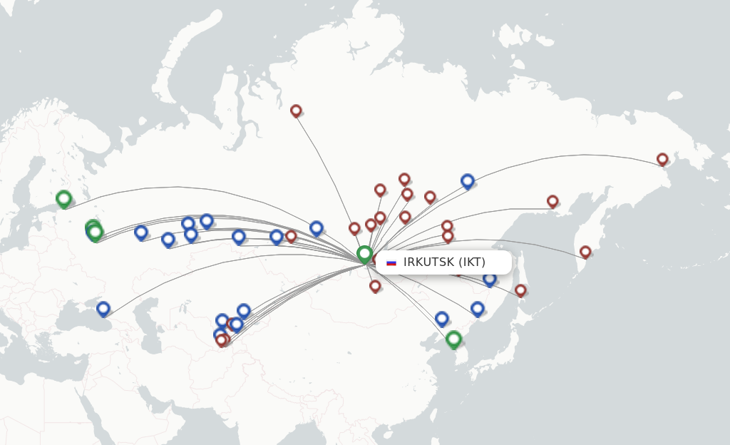 Flights from Irkutsk to Beijing route map