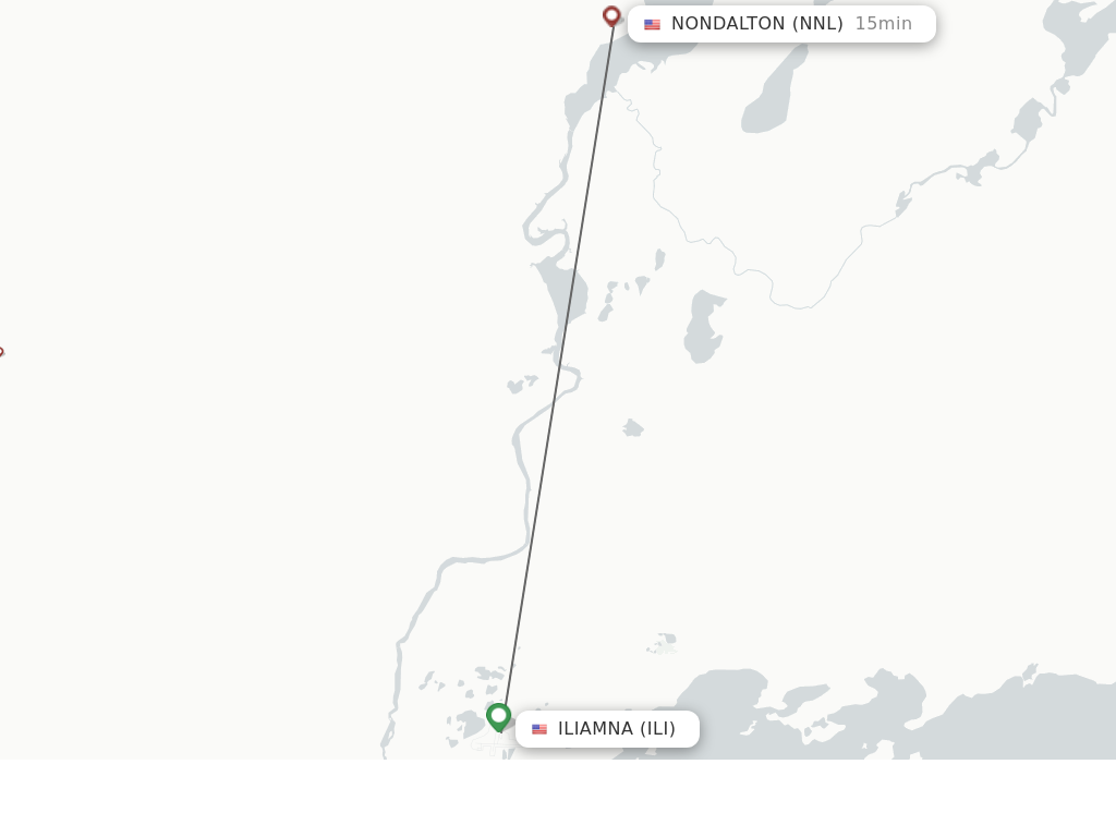 Flights from Iliamna to Nondalton route map