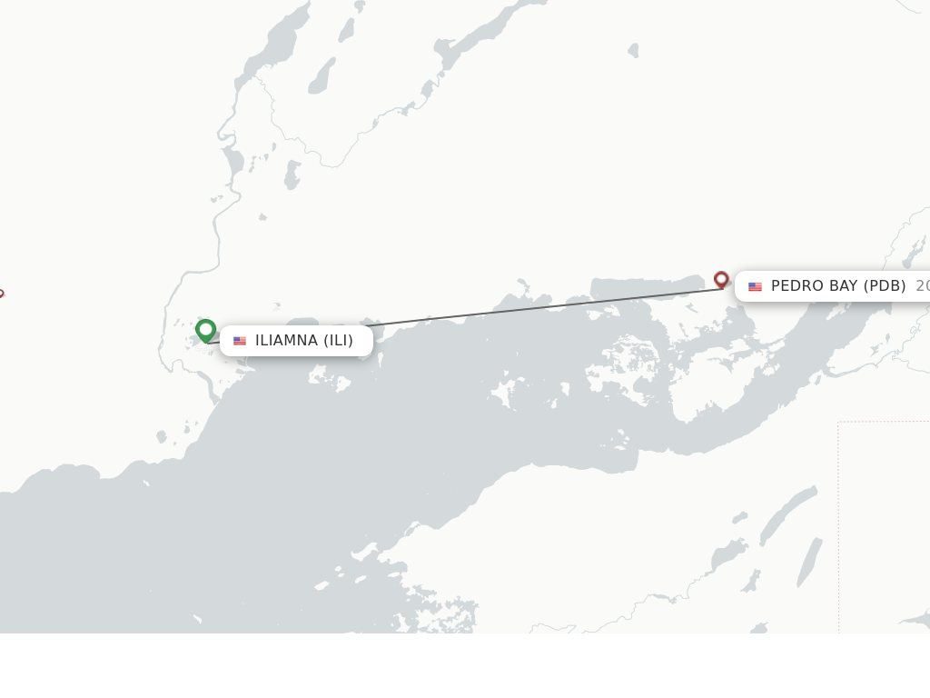 Flights from Iliamna to Pedro Bay route map