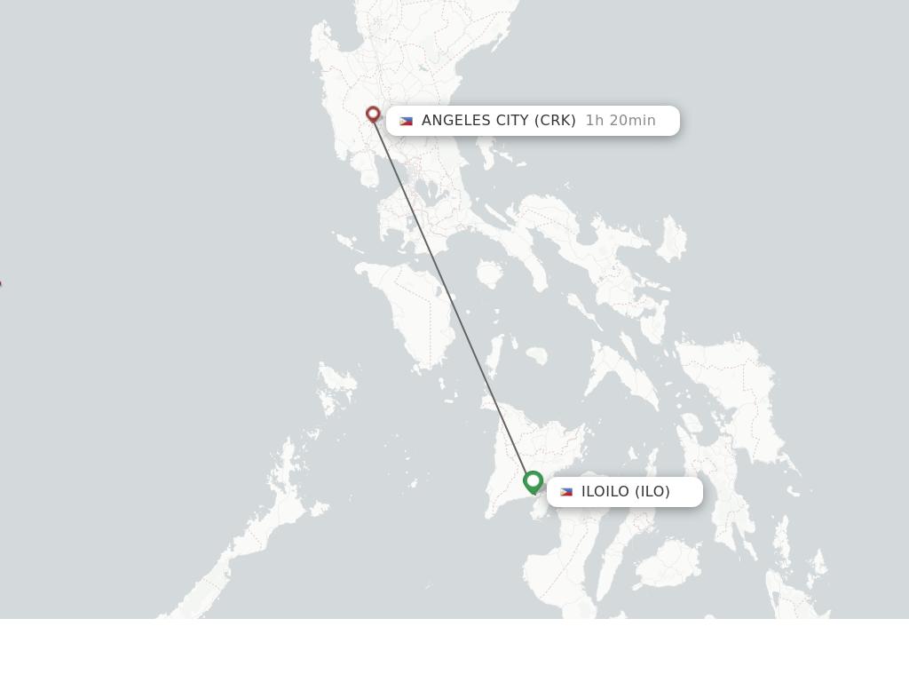 Flights from Iloilo to Angeles route map