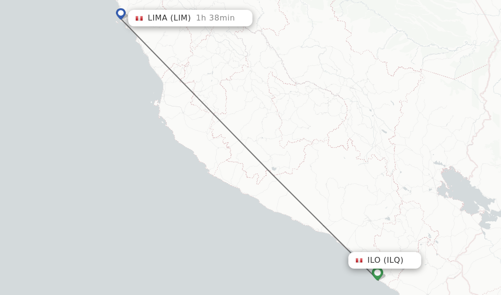 Flights from Ilo to Lima route map