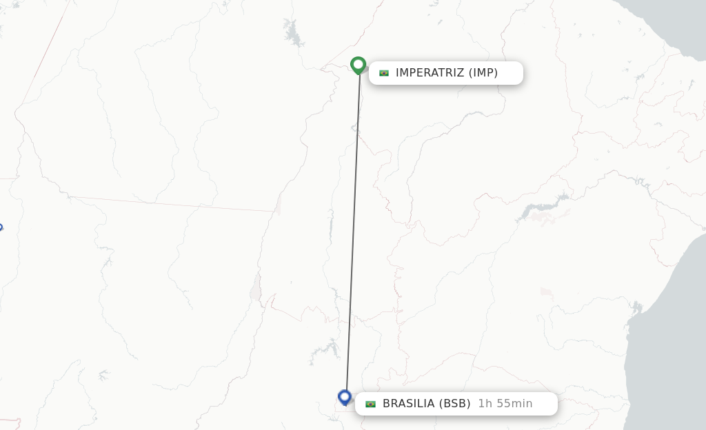 Flights from Imperatriz to Brasilia route map