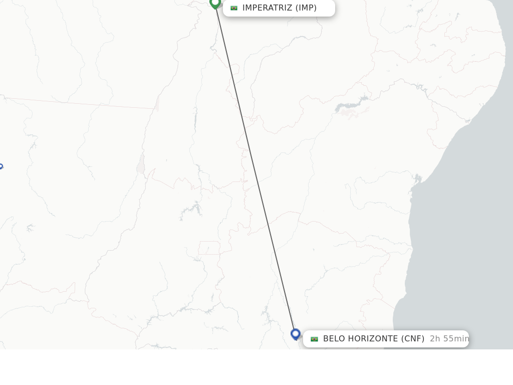 Flights from Imperatriz to Belo Horizonte route map