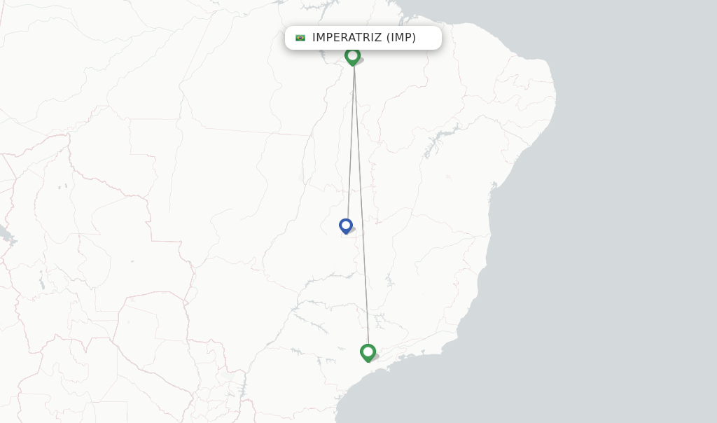 Route map with flights from Imperatriz with LATAM