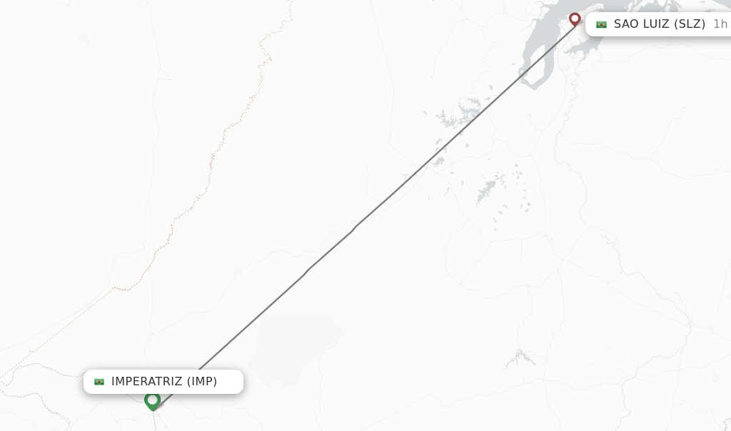 Flights from Imperatriz to Sao Luiz route map