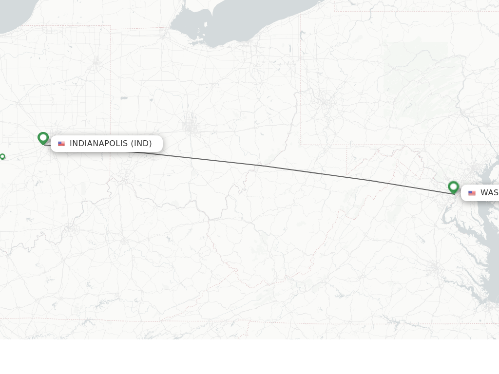 Flights from Indianapolis to Washington route map