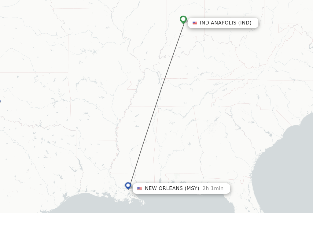 Direct (non-stop) flights from Indianapolis to New Orleans - schedules