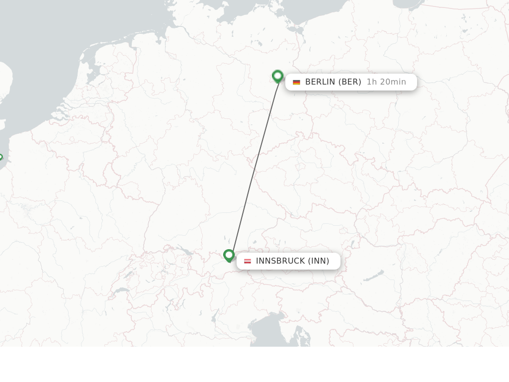 Flights from Innsbruck to Berlin route map