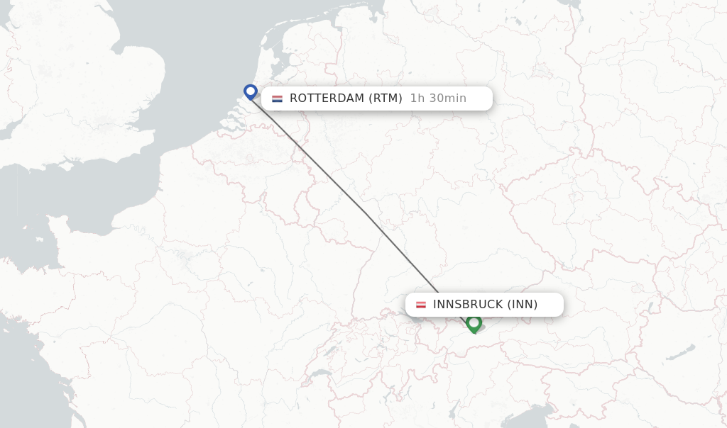Flights from Innsbruck to Rotterdam route map