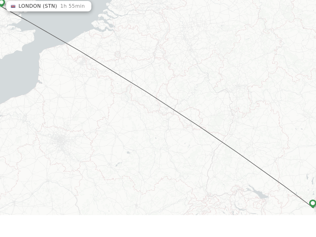 Flights from Innsbruck to London route map