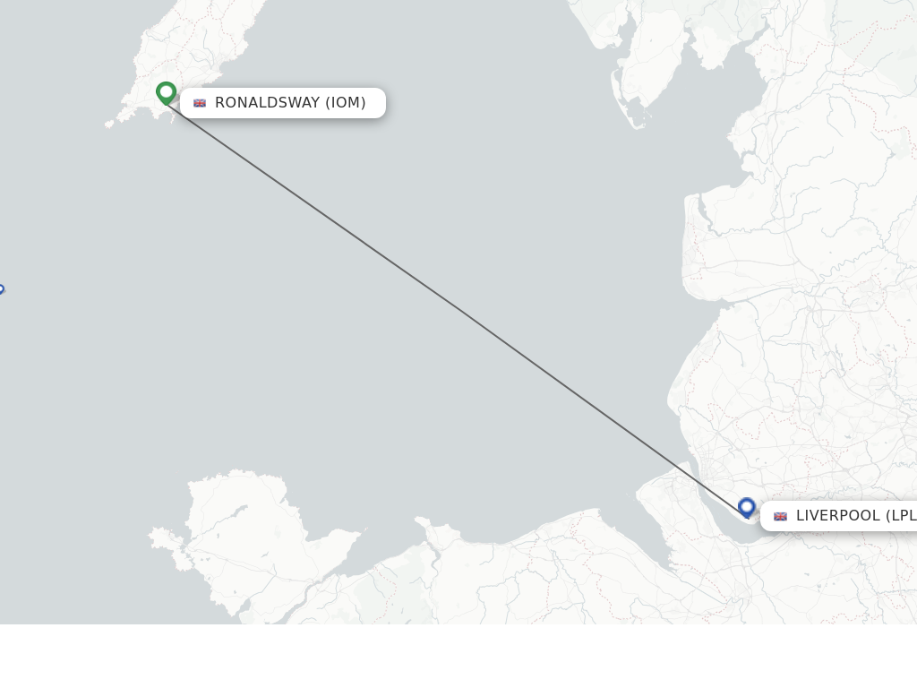 Flights from Isle Of Man to Liverpool route map
