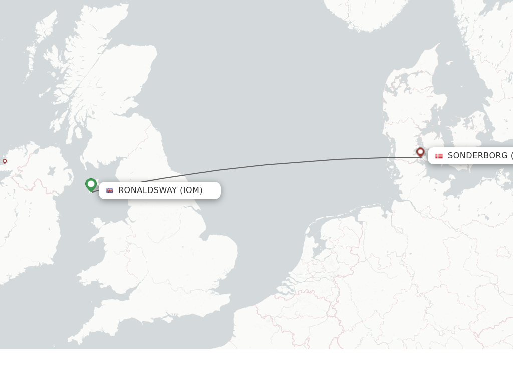 Flights from Sonderborg to Isle Of Man route map
