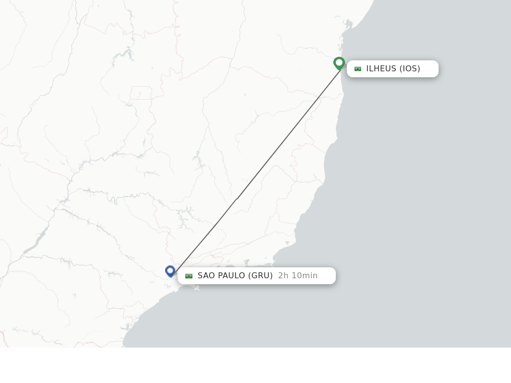 Flights from Ilheus to Sao Paulo route map