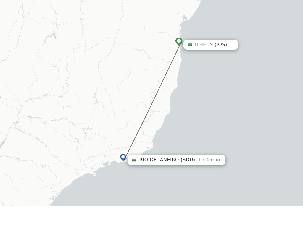 Flights from Ilheus to Rio De Janeiro route map
