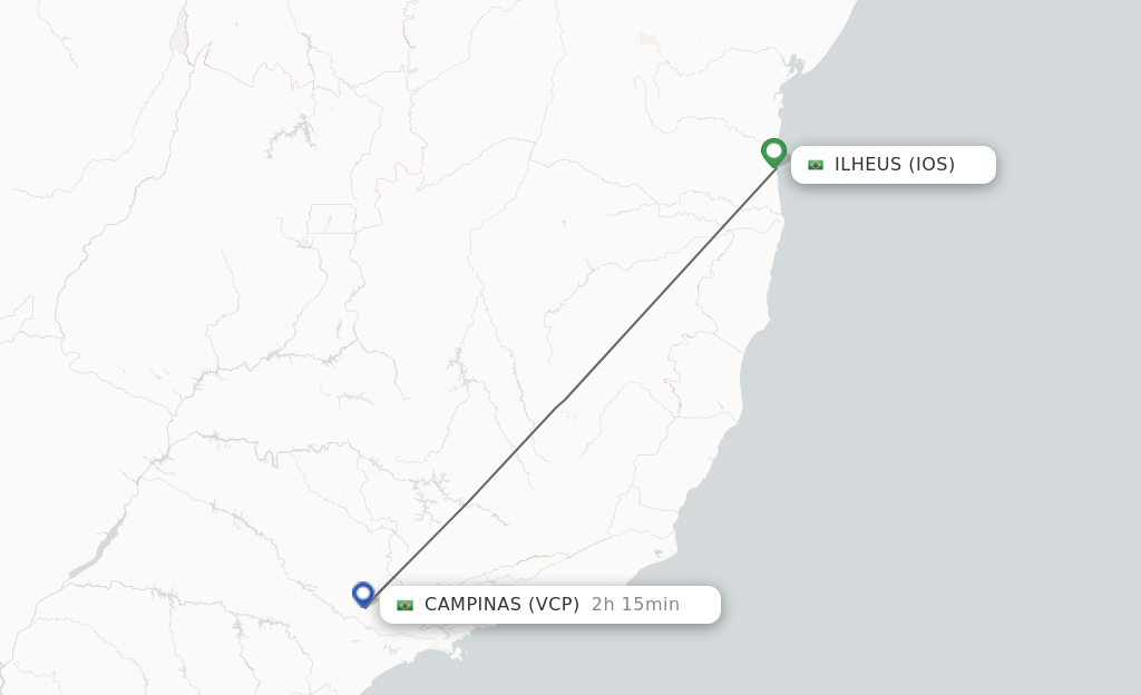 Flights from Ilheus to Campinas route map