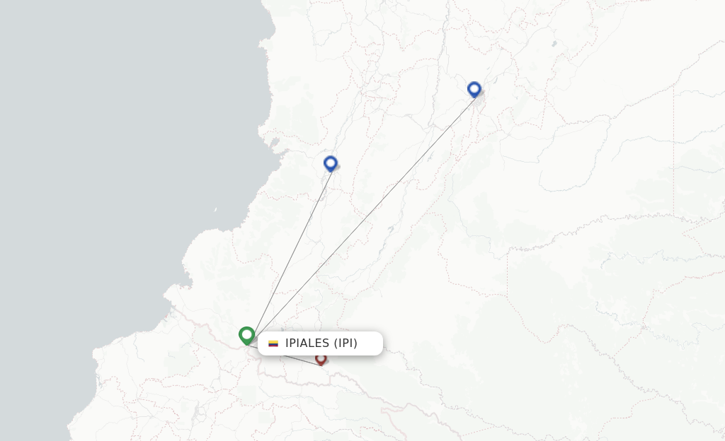 Route map with flights from Ipiales with SATENA