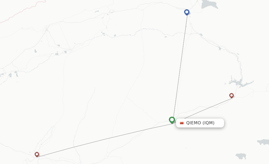 Route map with flights from Qiemo with Gestair