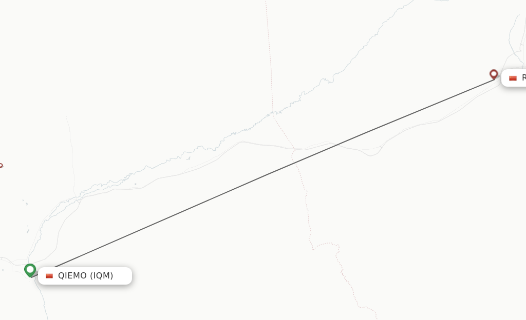 Flights from Qiemo to Ruogiang route map