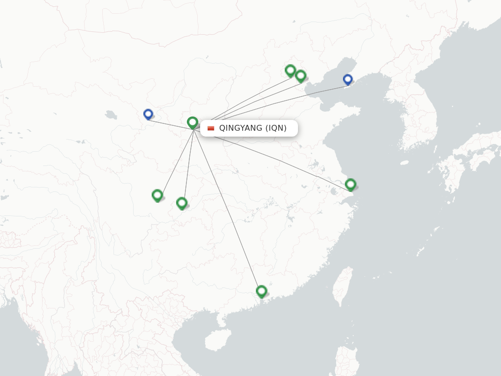 Flights from Qingyang to Hangzhou route map