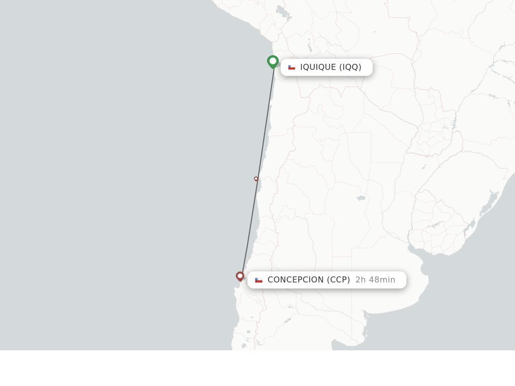 Flights from Iquique to Concepcion route map