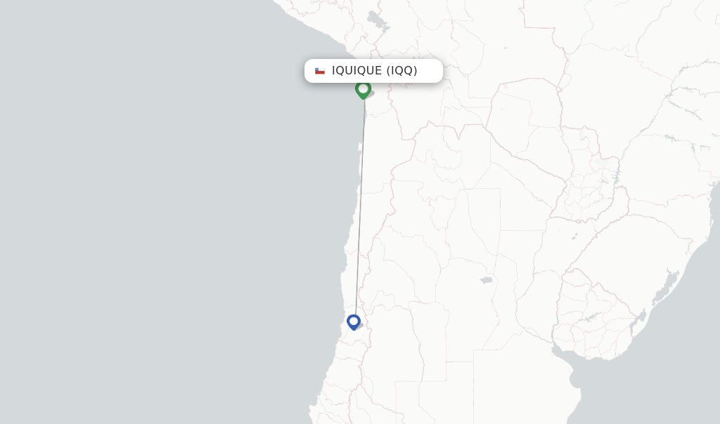 Route map with flights from Iquique with LATAM