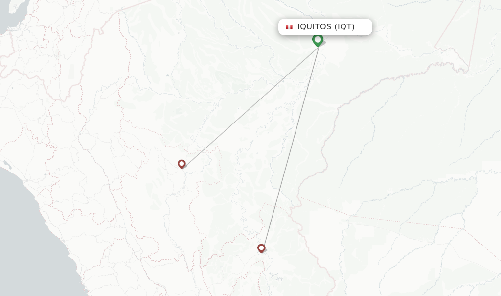 Route map with flights from Iquitos with 21 Air