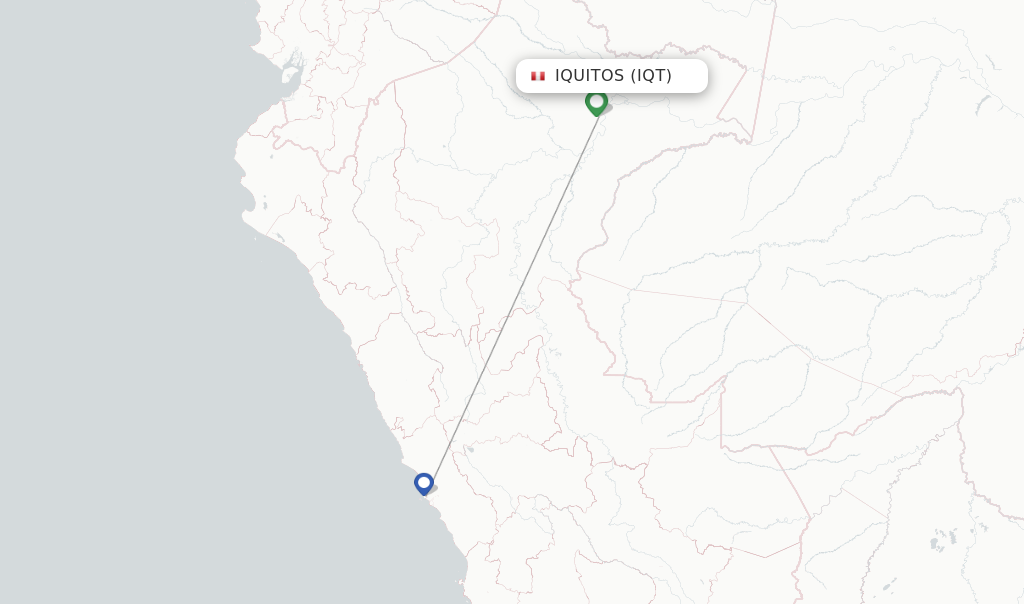 Route map with flights from Iquitos with LATAM