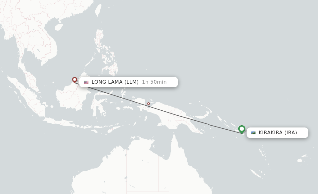 Flights from Kirakira to Lomlom route map