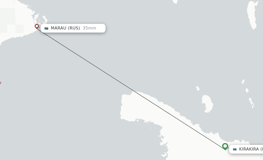 Flights from Kirakira to Marau route map
