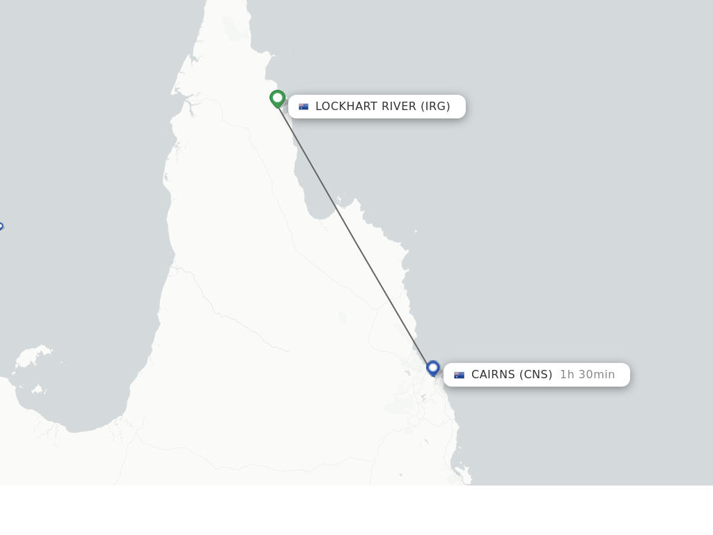 Flights from Lockhart River to Cairns route map