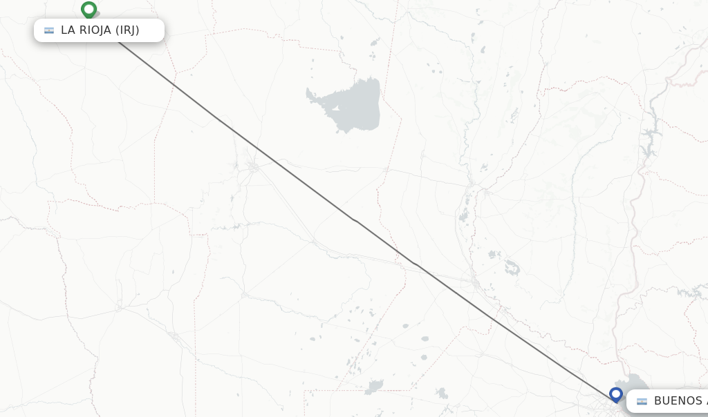 Flights from La Rioja to Buenos Aires route map