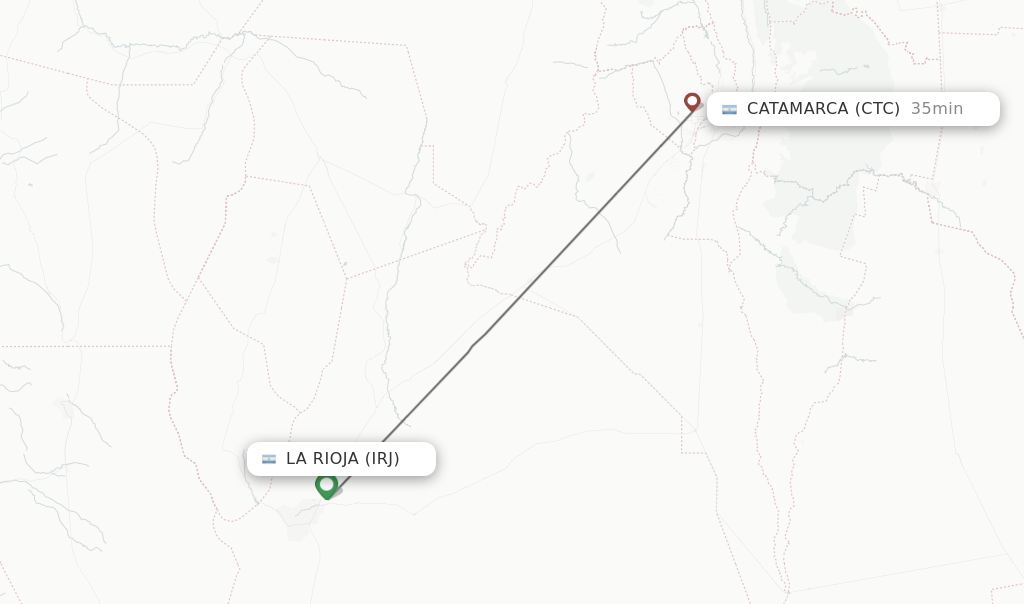 Flights from La Rioja to Catamarca route map