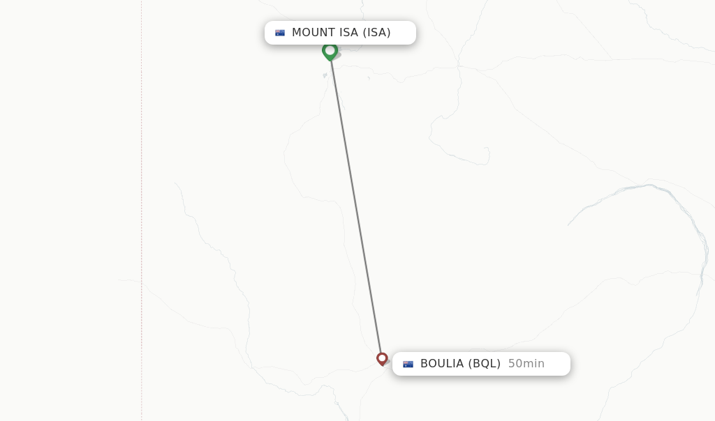 Flights from Mount Isa to Boulia route map