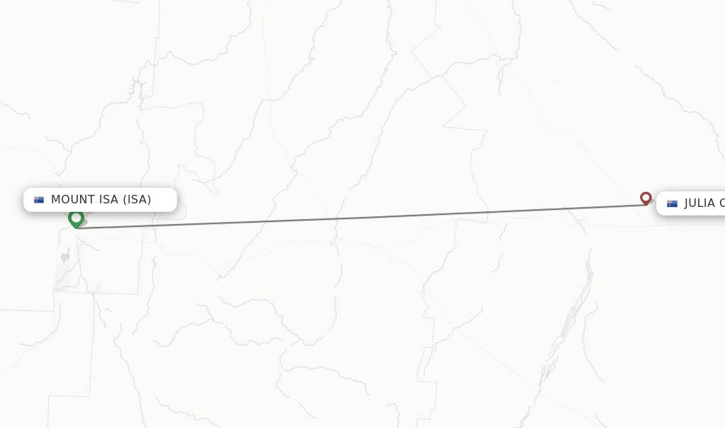 Flights from Mount Isa to Julia Creek route map