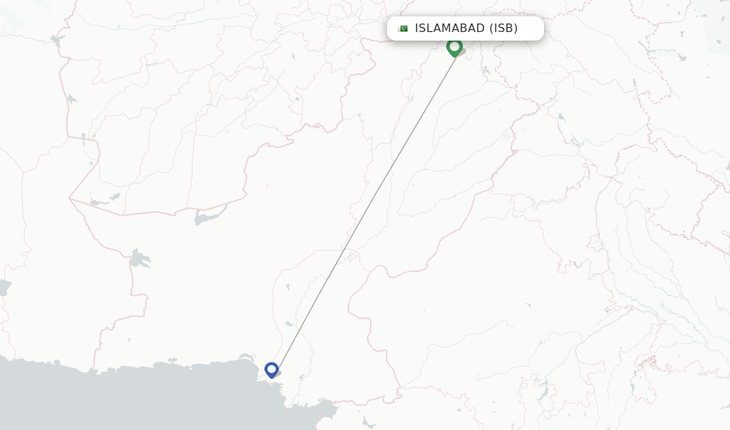 Route map with flights from Islamabad with Air China