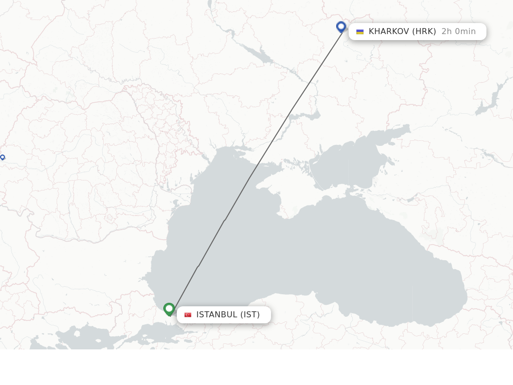 Flights from Istanbul to Kharkov route map