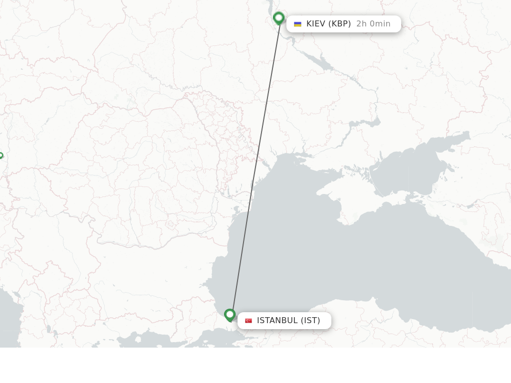 Flights from Istanbul to Kiev/Kyiv route map