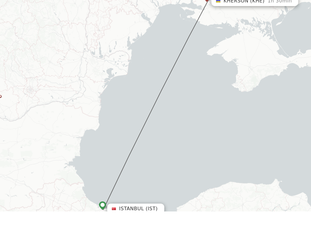Flights from Istanbul to Kherson route map