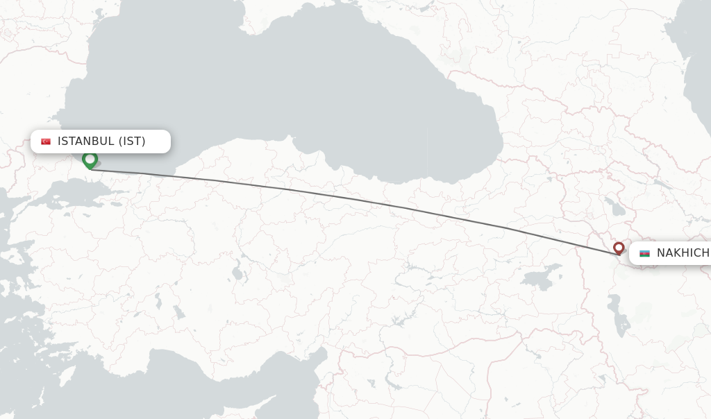 Flights from Istanbul to Nakhichevan route map