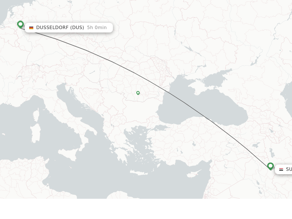Flights from Sulaimaniyah to Dusseldorf route map