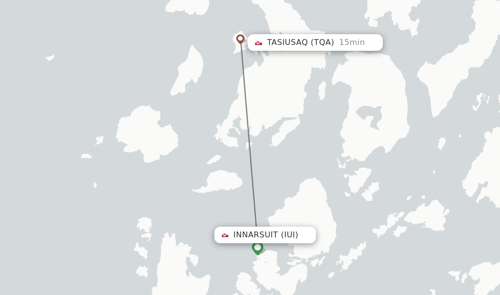 Flights from Innarsuit to Tasiusaq route map