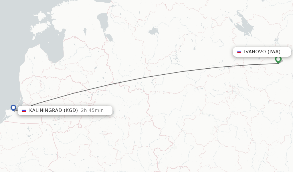 Flights from Ivanovo to Kaliningrad route map