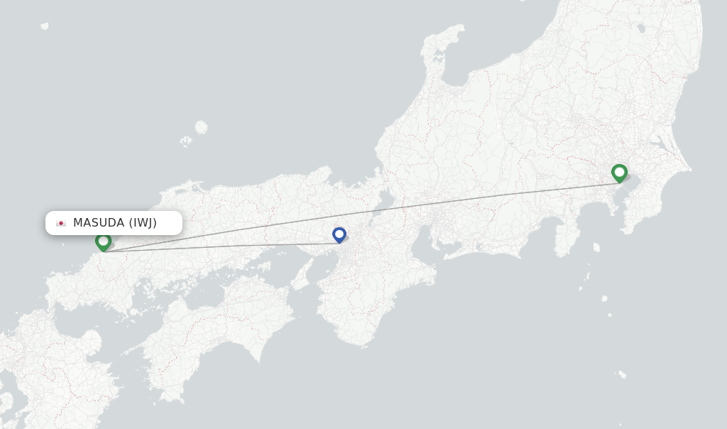 Route map with flights from Masuda with ANA