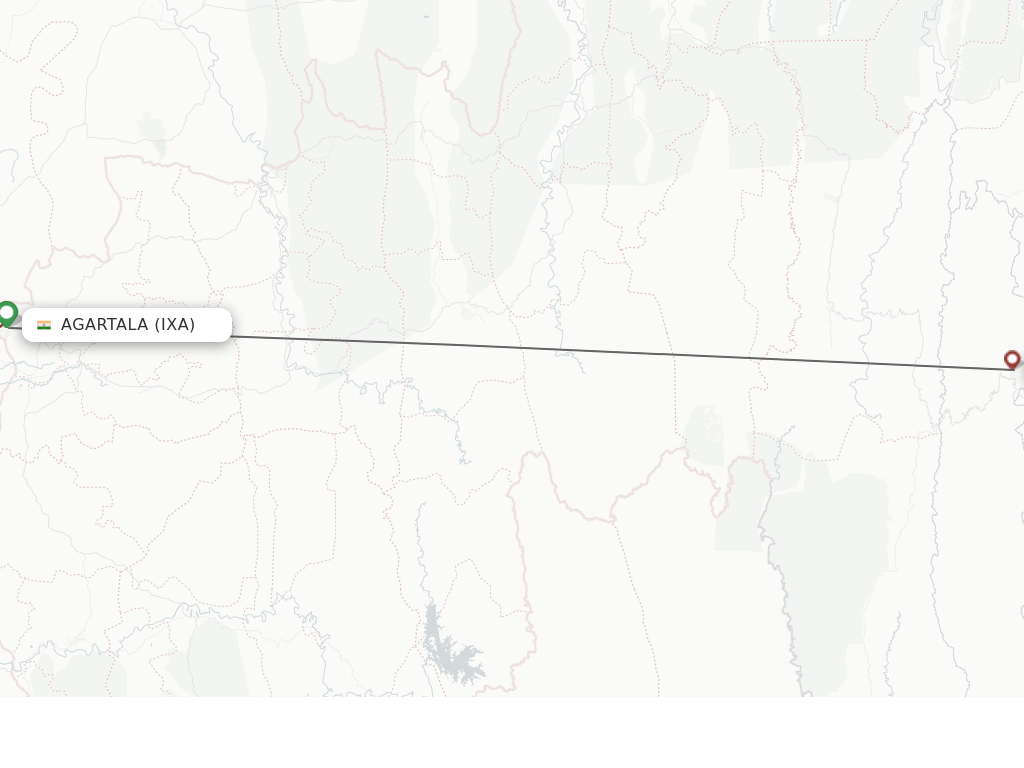 Flights from Agartala to Aizawl route map