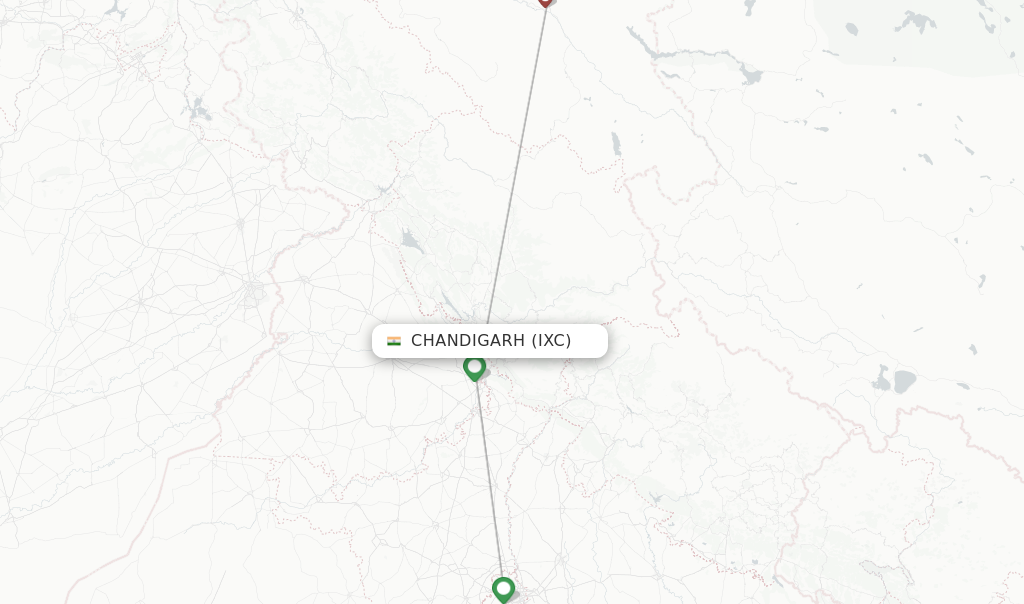 Route map with flights from Chandigarh with Air India