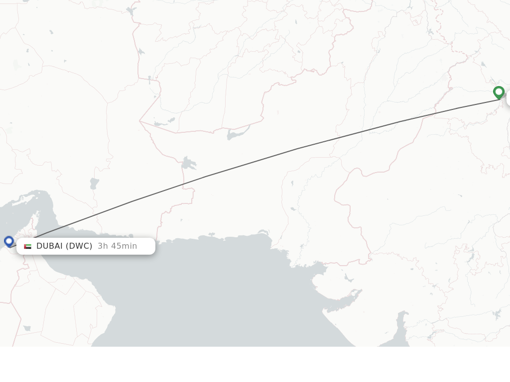 Flights from Dubai to Chandigarh route map