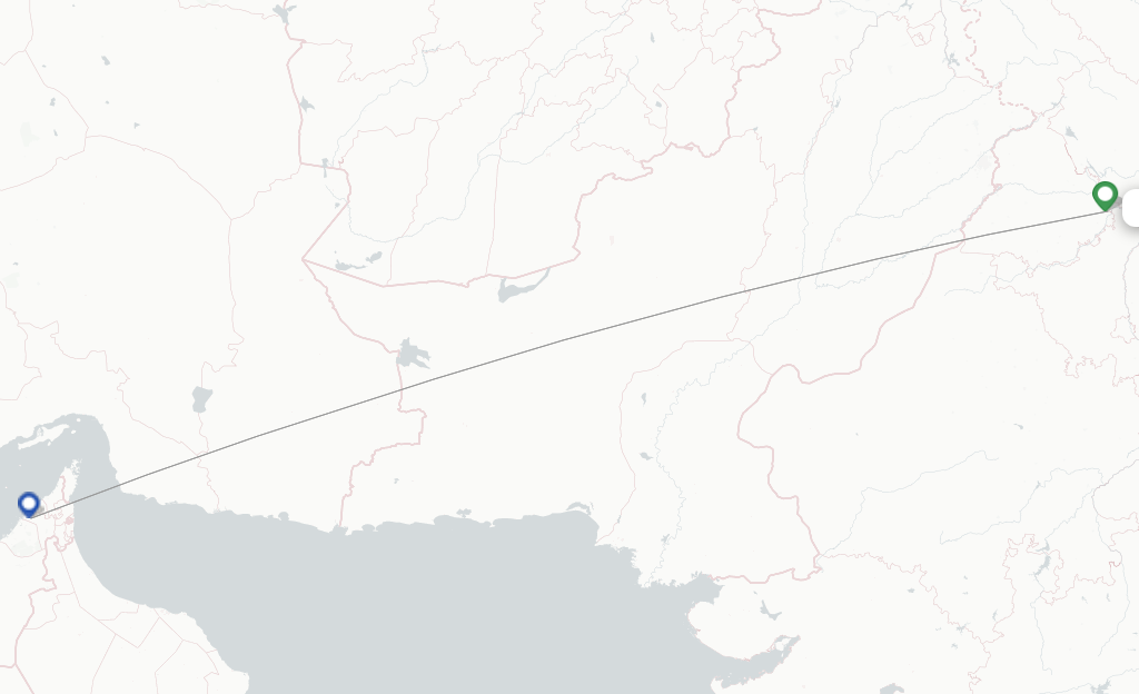 Route map with flights from Chandigarh with Air India Express