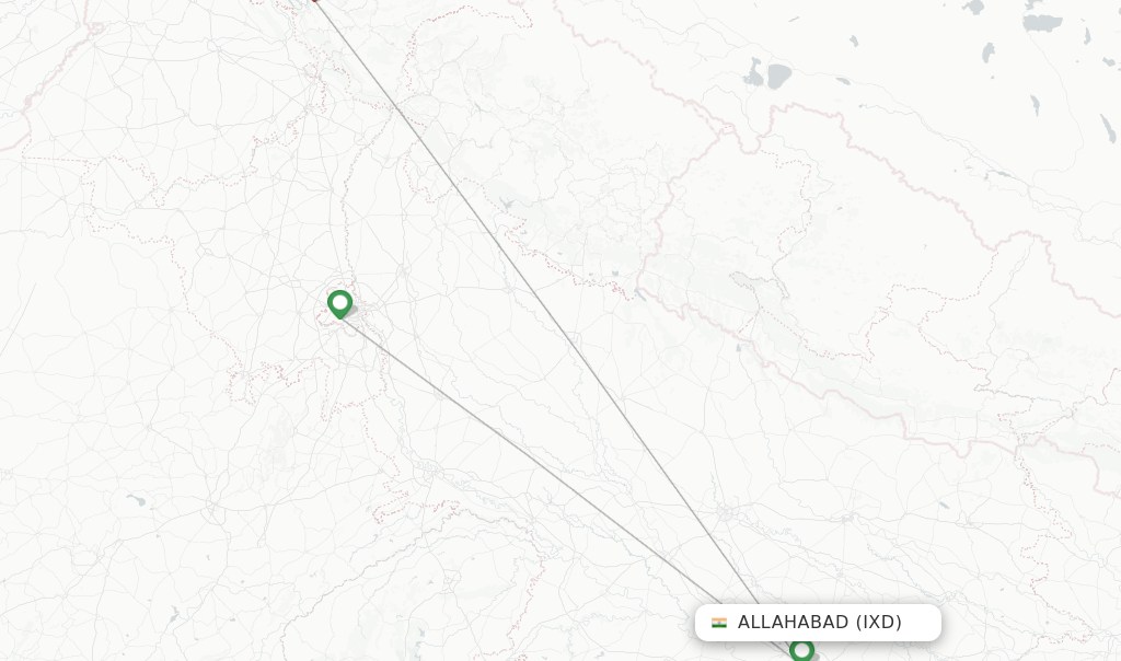 Route map with flights from Allahabad with Alliance Air