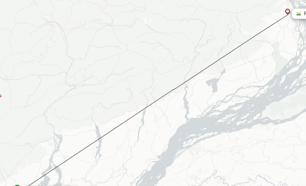 Flights from Pasighat to Lilabari route map