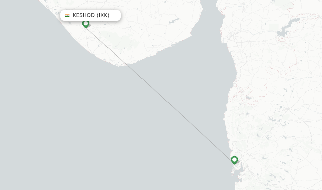 Route map with flights from Keshod with Alliance Air